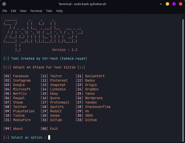 أداة Zphisher وليه هى من أقوى أدوات الهندسة الأجتماعية