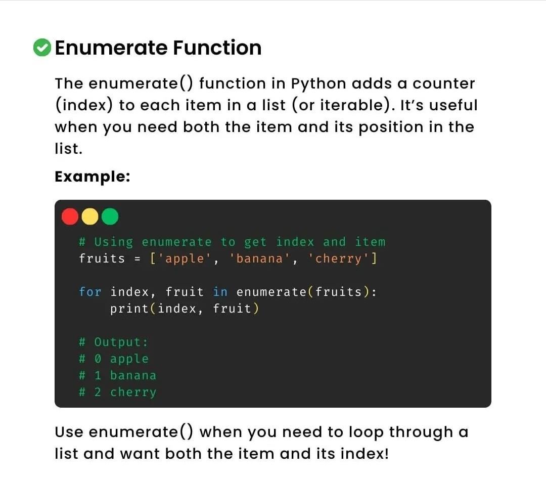 تعرف على ميزة enumerate() في بايثون بسهولة