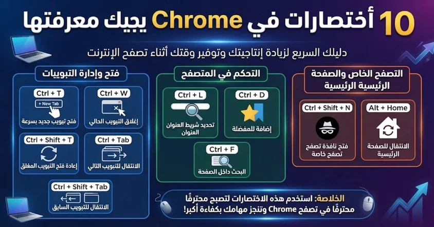 10 أختصارات فى Google Chrome يجب عليك معرفتها