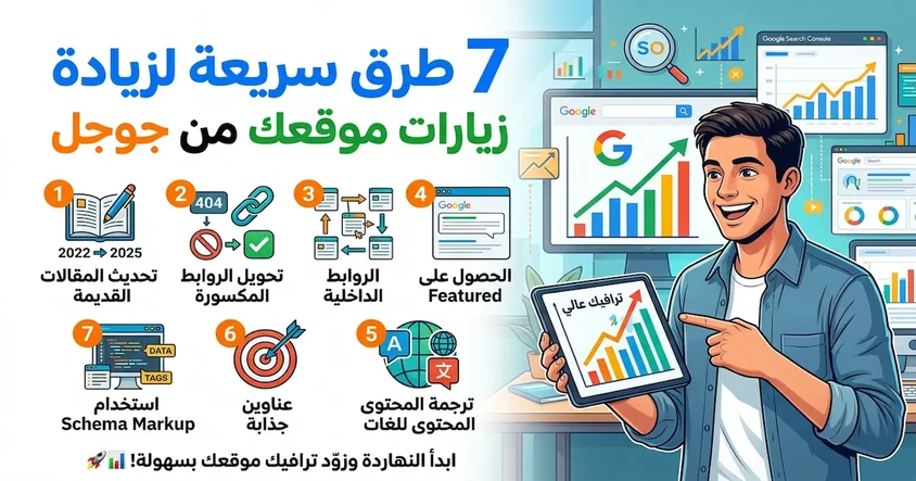 7 طرق سريعة لزيادة زيارات موقعك من جوجل