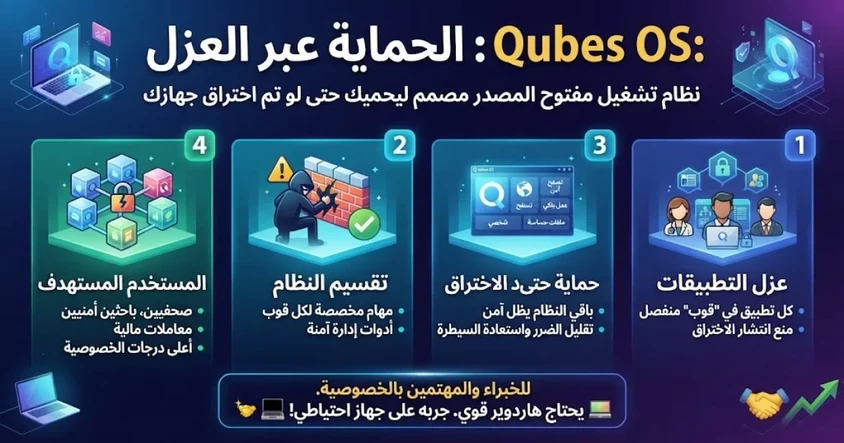 نظام يعمل على حمايتك حتى بعد أختراقك! نظام Qubes OS ؟