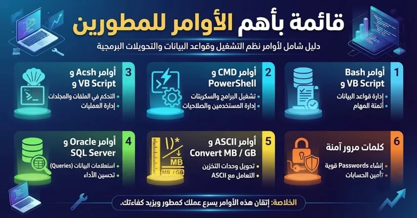 قائمة أوامر الـ Bash و macOS و CMD و .....