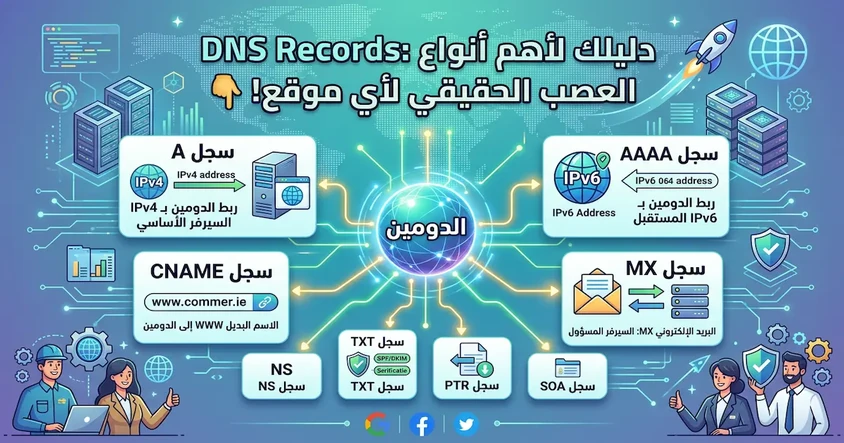 شرح DNS Records وأنواعها في الشبكات