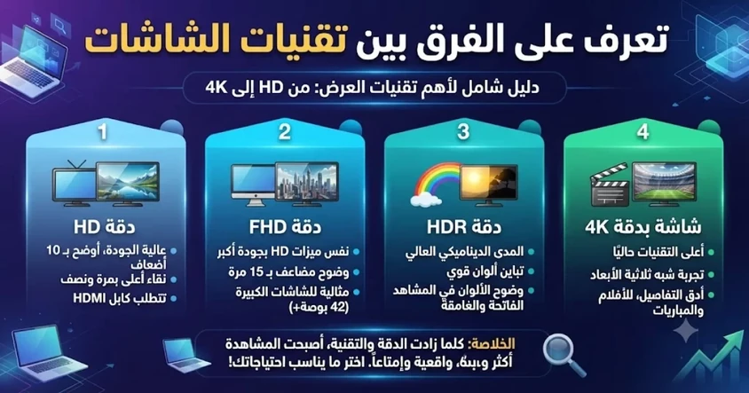 تعرف على الفرق بين تقنيات HD و FHD و HDR و 4K