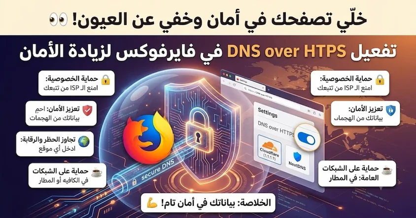 تفعيل DNS over HTTPS في فايرفوكس لزيادة الأمان