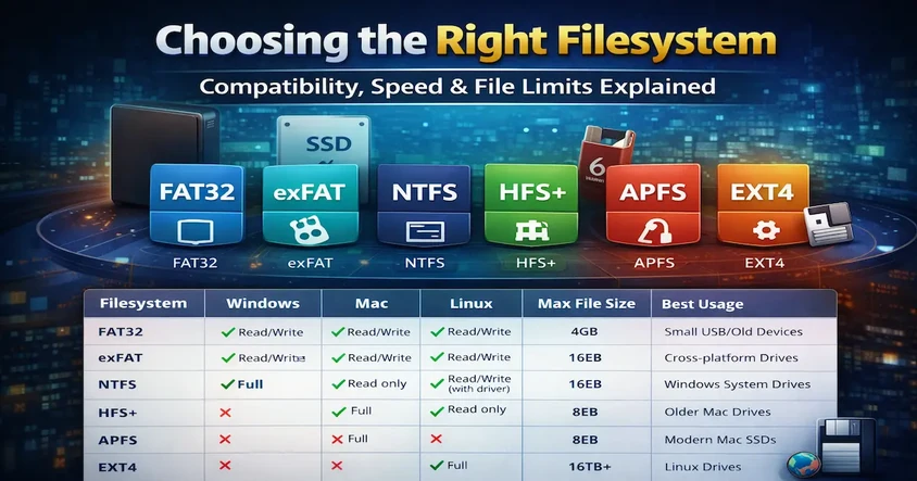 Best Filesystems for USB, HDD & SSD