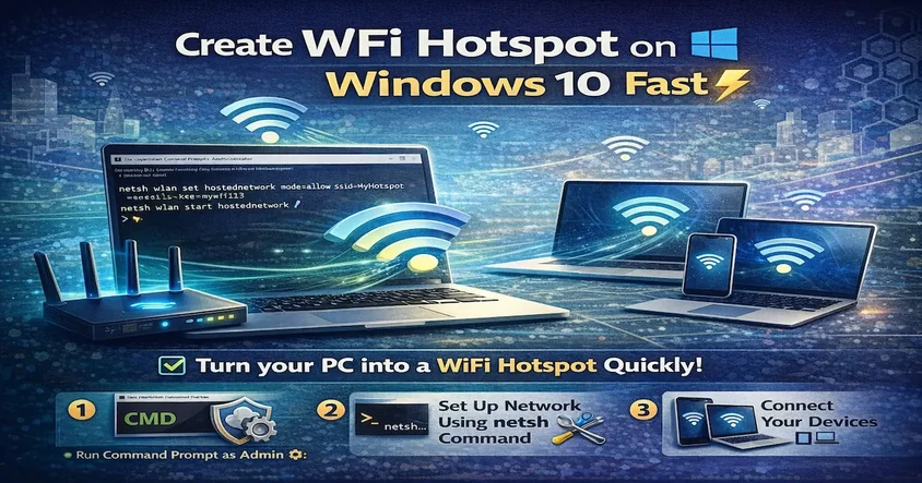 Create WiFi Hotspot on Windows 10 Fast