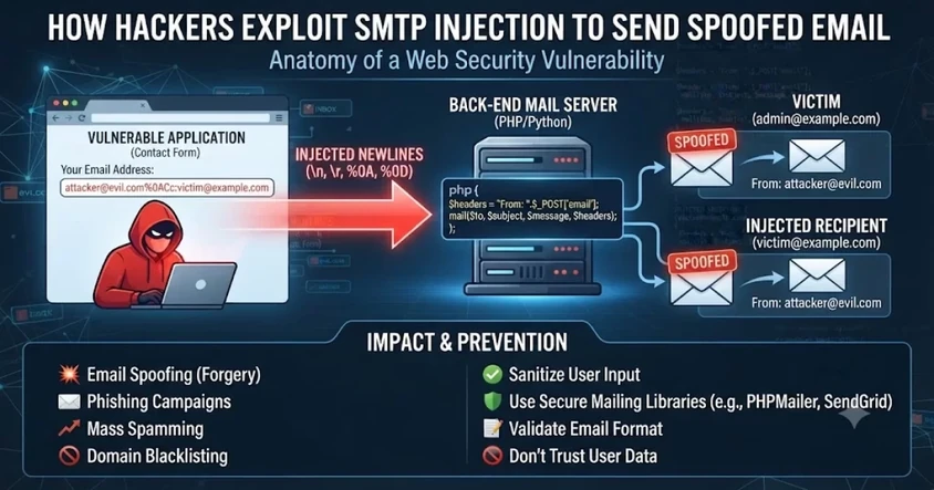 How Hackers Exploit SMTP Injection t Send Spoofed Email