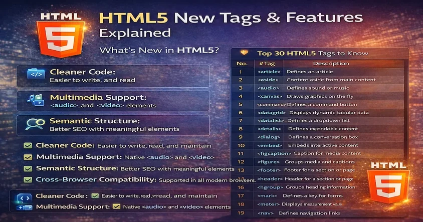 HTML5 New Tags & Features Explained