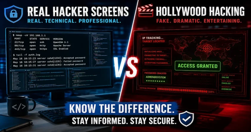 Real Hacker Screens vs Hollywood Hacking