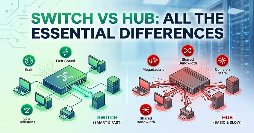 Switch vs Hub Differences in Networking