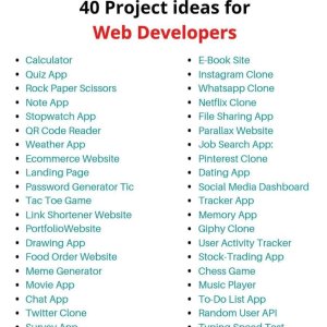 40 Project Ideas For Web Developers